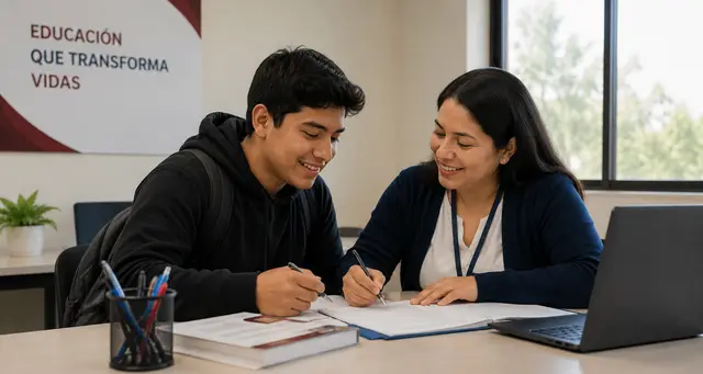Estudiantes en una tutoría de modalidad EPJA semipresencial